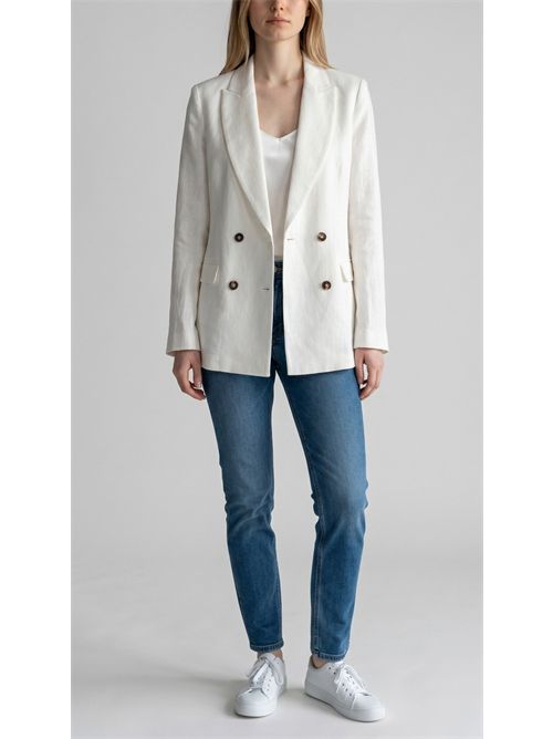 giacca donna doppiopetto in lino bianco